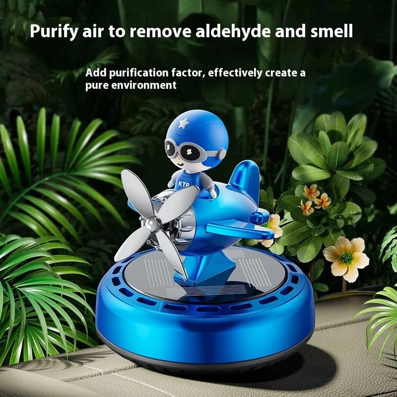 YOURKARTS.COM Solar Powered Car Perfume Diffuser/Dispenser different Car dashboard Aeroplane Solar models, Auto Rotation Fan with Perfume liquid & Organic Fragrance (Aeroplane with Pilot)