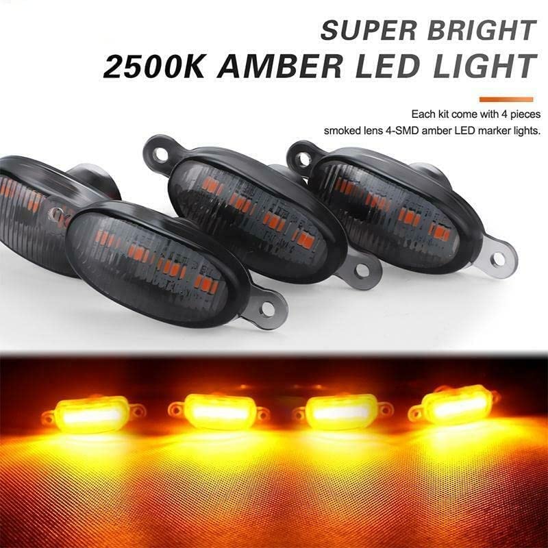 YOURKARTS.COM 4 Pieces Smoked LED Lens Front Grille Running Light universal for car