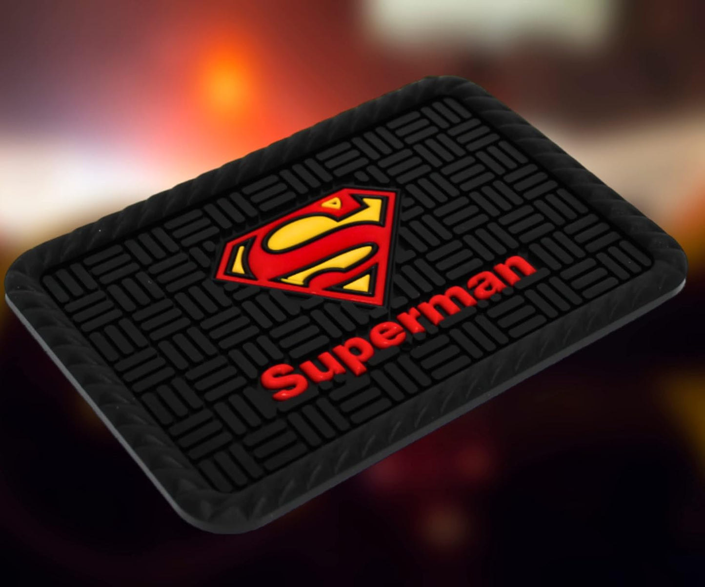 YOURKARTS.COM Secure Grip Non-Slip Car Dashboard Mat – Anti-Skid Pad for Phone, Sunglasses, Keys | Unique Spiritual Decor | car Accessories 2025 (Super Man)