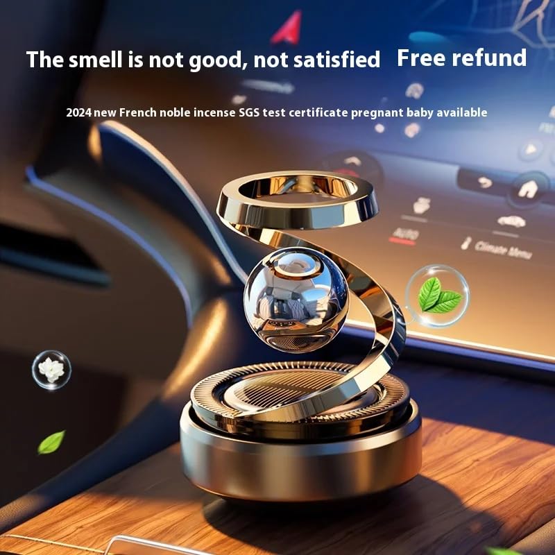 YOURKARTS Car Perfume Diffuser Rotating Solar Air Freshener Double-ring Aromatherapy Diffuser Scent Car Decoration Interior Accessories