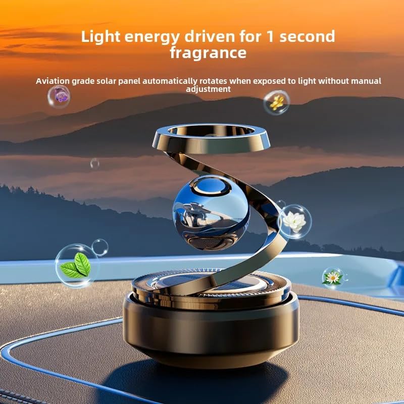 YOURKARTS Car Perfume Diffuser Rotating Solar Air Freshener Double-ring Aromatherapy Diffuser Scent Car Decoration Interior Accessories