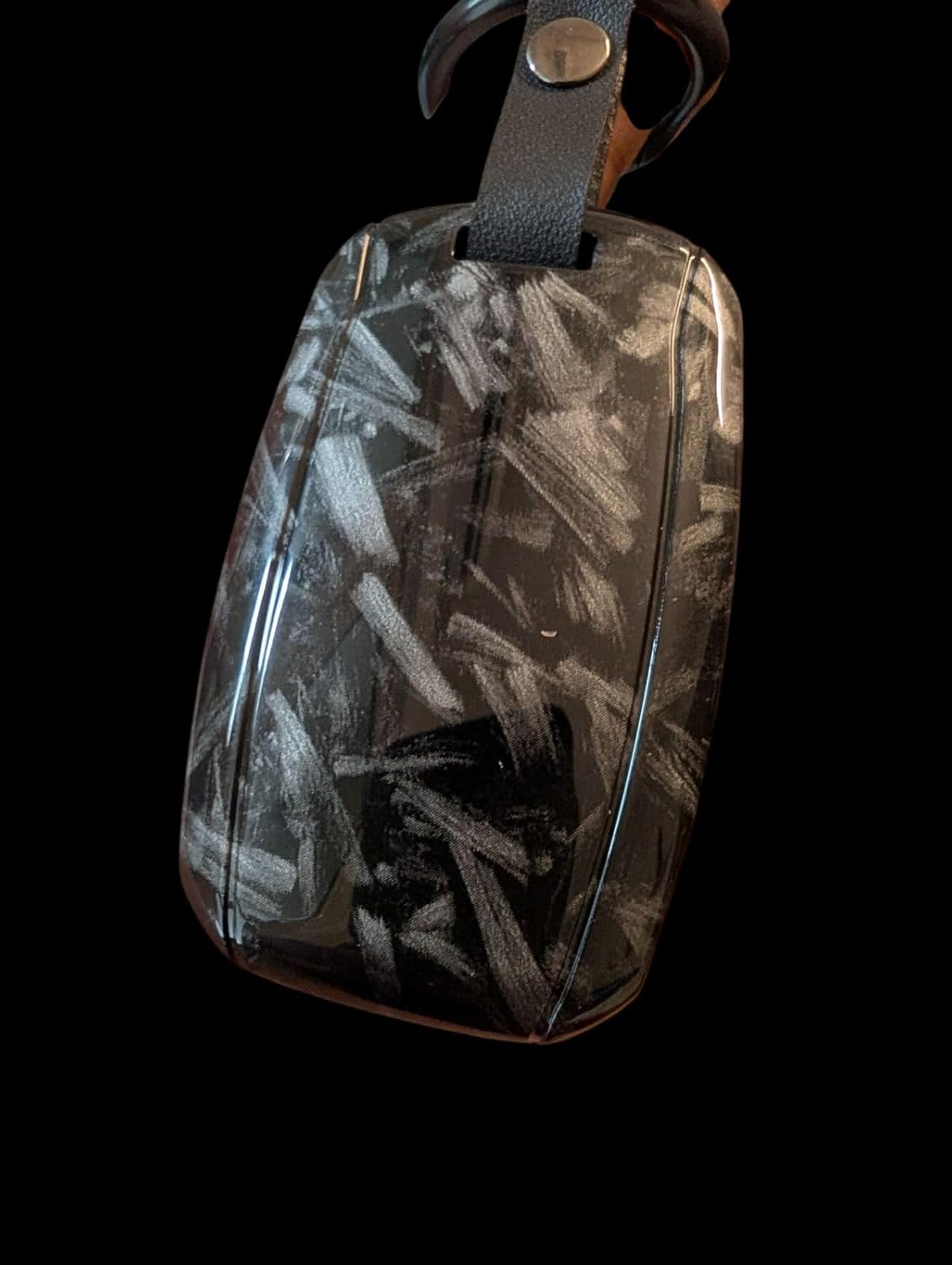 YOURKARTS.COM Car Key Cover Premium Carbon Pro Design –Compatible with Kia Seltos 2024 2023 Facelift HTX | Carens Clavis X Line | Sonet Facelift 4 Button Smart Key - Black