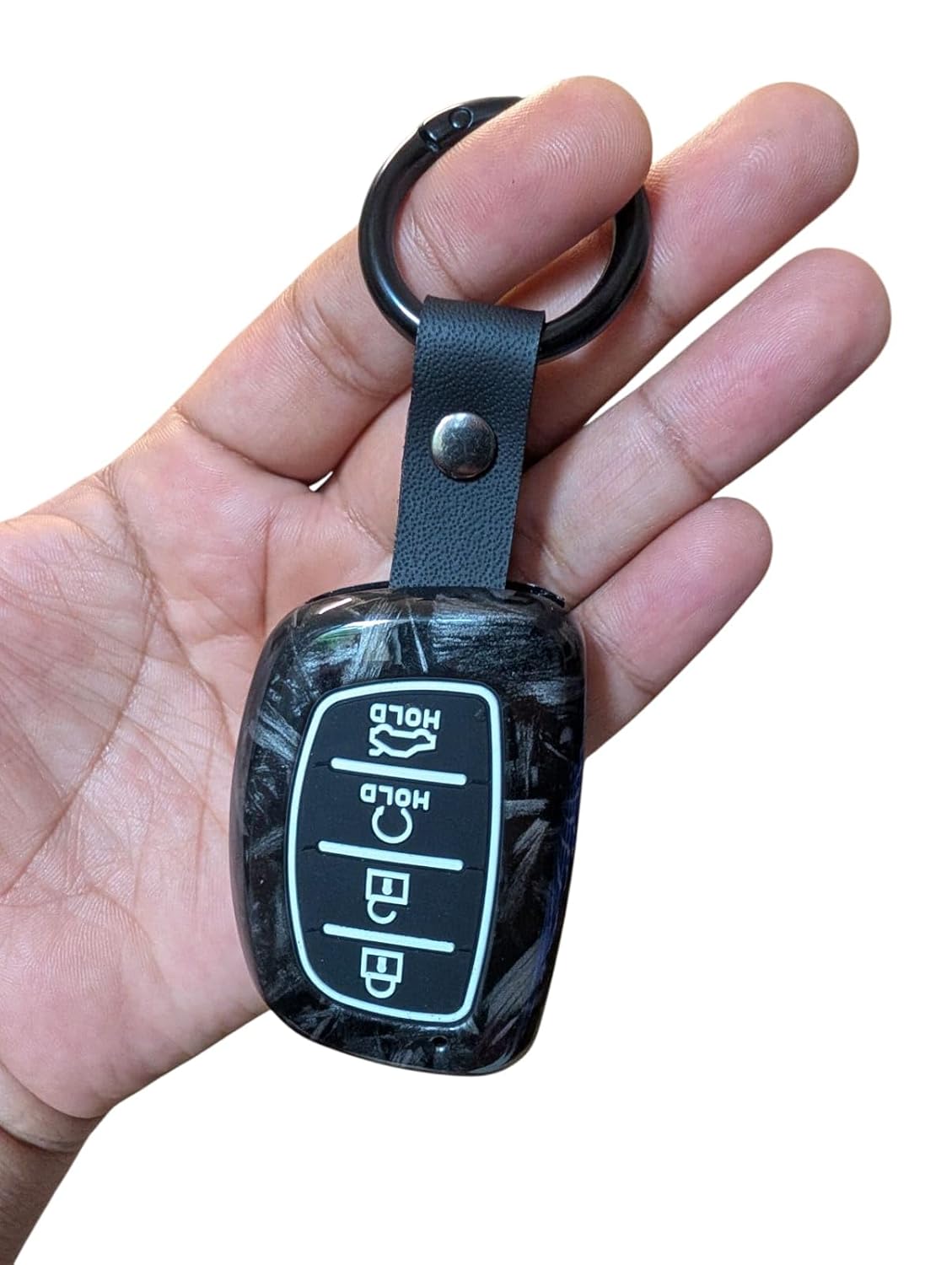 YOURKARTS.COM Car Key Cover Premium Carbon A+ Design Compatible With Hyundai Creta 2024,Creta ev, Alcazar Luxury Waterproof Key Shell & Full Protection 4 Button