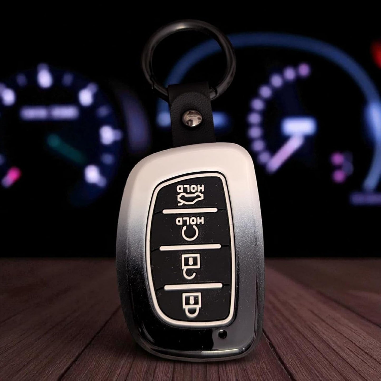 YOURKARTS.COM Car Key Cover Premium Carbon A+ Design Compatible With Hyundai Creta 2024,Creta ev, Alcazar Luxury Waterproof Key Shell & Full Protection 4 Button (Shade)