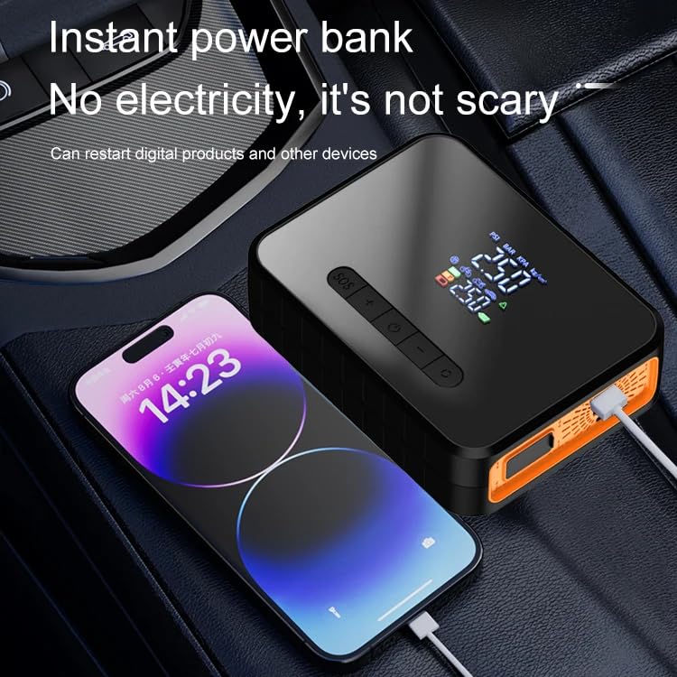 YOURKARTS.COM 2-in-1 Car Jump Starter & Tyre Inflator – 8000mAh Emergency Power Bank, 12V 1000A Peak Output, Dual USB Charging, LED Flashlight, 500A Start Current, 60W Air Compressor (CX-319)
