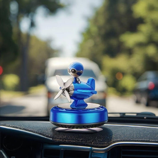 YOURKARTS.COM Solar Powered Car Perfume Diffuser/Dispenser different Car dashboard Aeroplane Solar models, Auto Rotation Fan with Perfume liquid & Organic Fragrance (Aeroplane with Pilot)