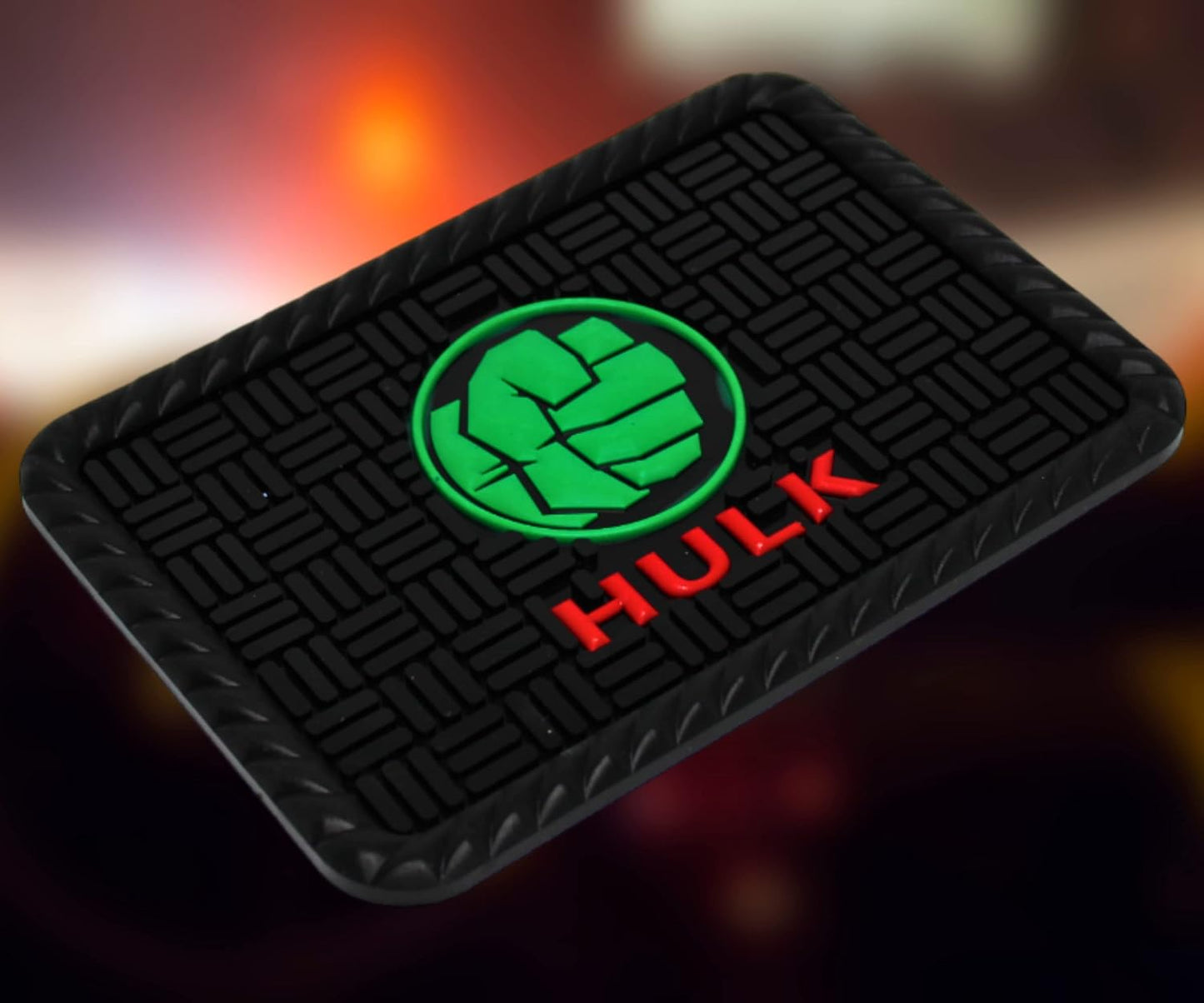 YOURKARTS.COM Secure Grip Non-Slip Car Dashboard Mat – Anti-Skid Pad for Phone, Sunglasses, Keys | Unique Spiritual Decor | car Accessories 2025 (Green Man-HULK)