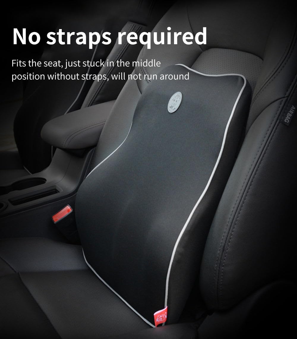 YOURKARTS Memory Foam Car Back Pillow - Back Support & Pain Relief for Drivers and Passengers - Fits Most Vehicles