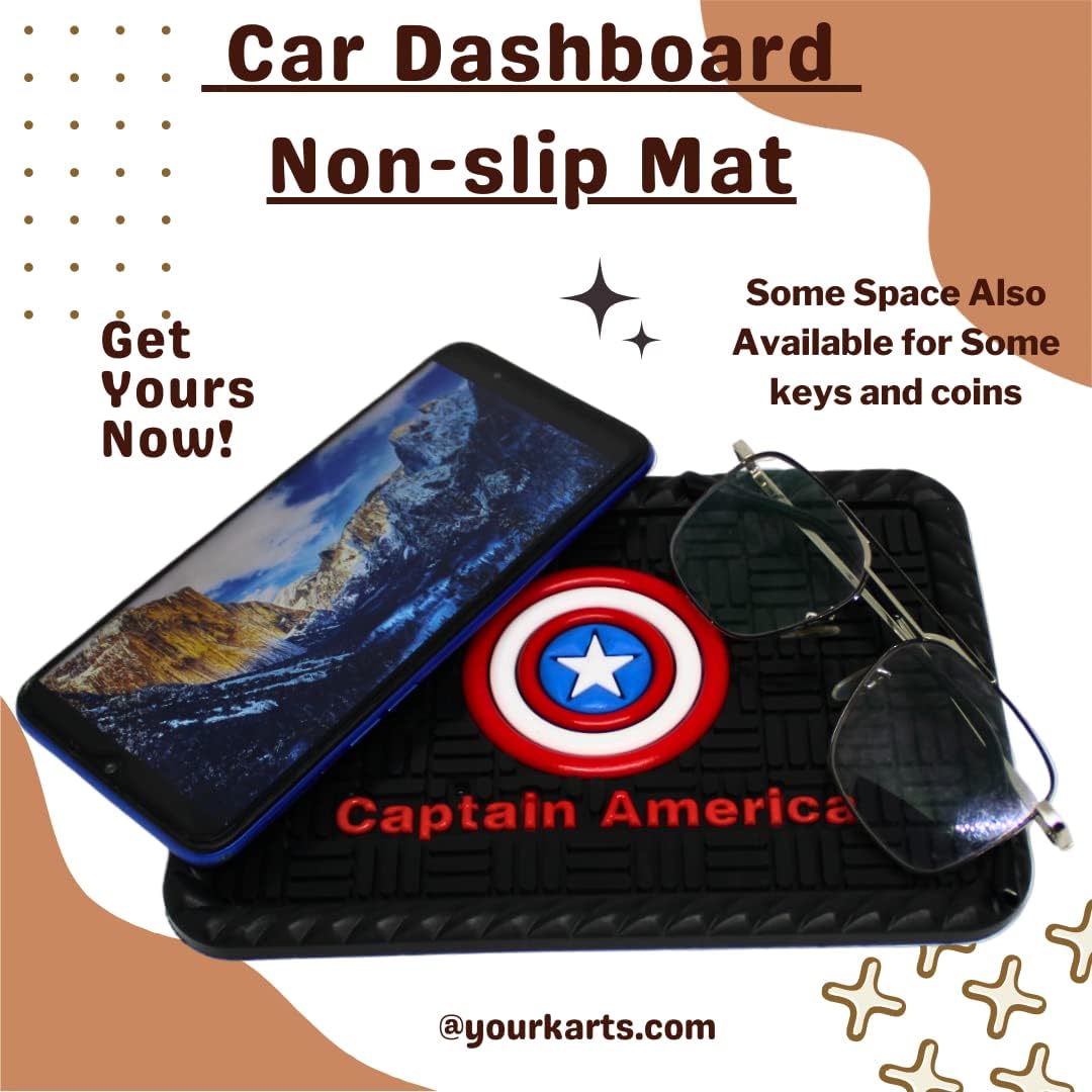 YOURKARTS.COM Secure Grip Non-Slip Car Dashboard Mat – Anti-Skid Pad for Phone, Sunglasses, Keys | Unique Spiritual Decor | car Accessories 2025 (Captain)