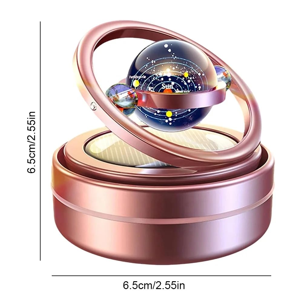 YOURKARTS,COM Car Perfume Diffuser Rotating Solar Air Freshener Double-ring Aromatherapy Diffuser Scent Car Decoration Interior Accessories (Solar Metal 3 Crystal Ring)