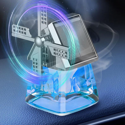 YOURKARTS.COM Automatic Rotation Air Freshener – Solar Powered Car Perfume Diffuser with Racing Wheel & Windmill Design | Rotating Dashboard Fragrance for Car Interior (Windmill)