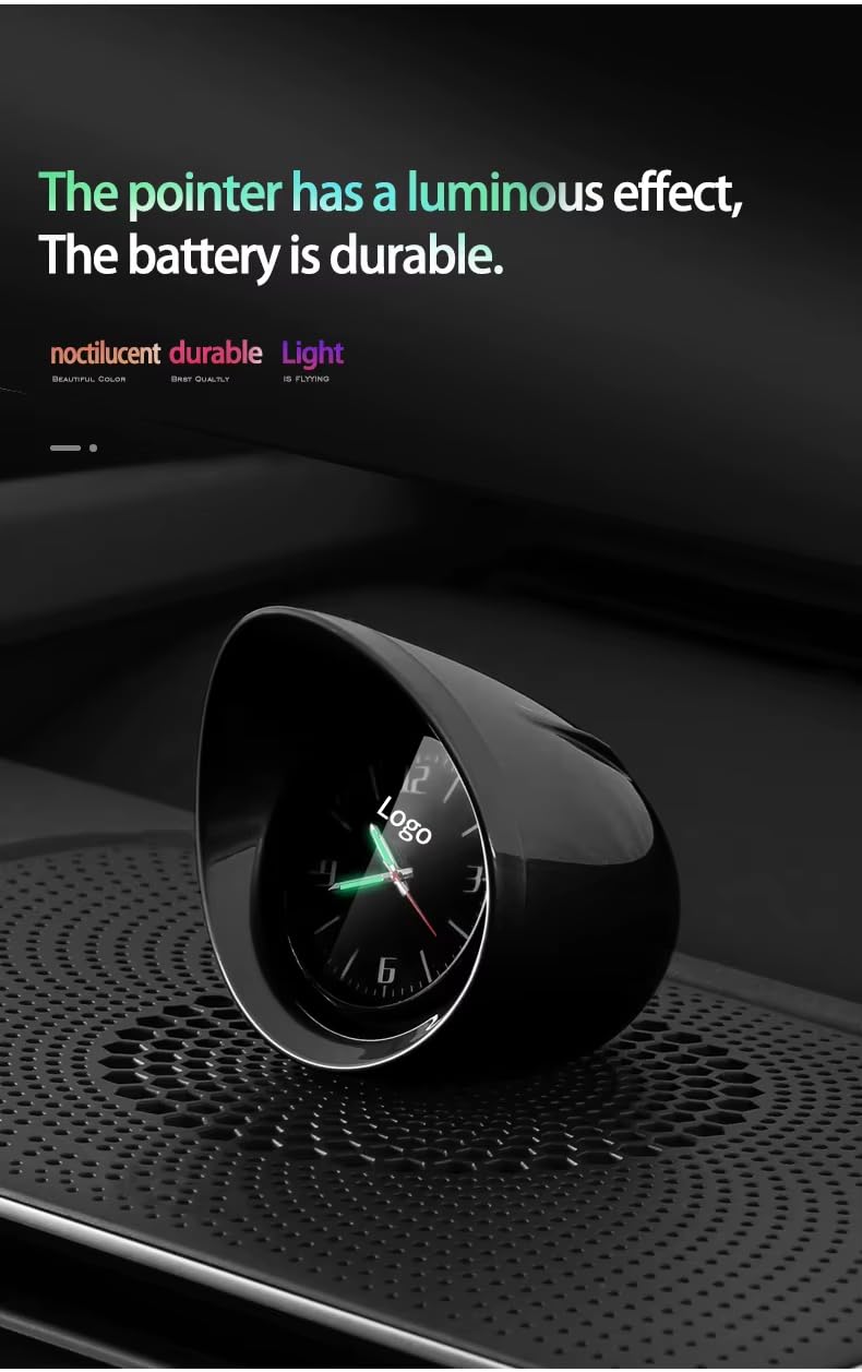 YOURKARTS.COM Carbon Fiber Car Dashboard Clock - Stylish Analog Mini Dashboard Clock for Cars, SUVs, and Trucks (Black)