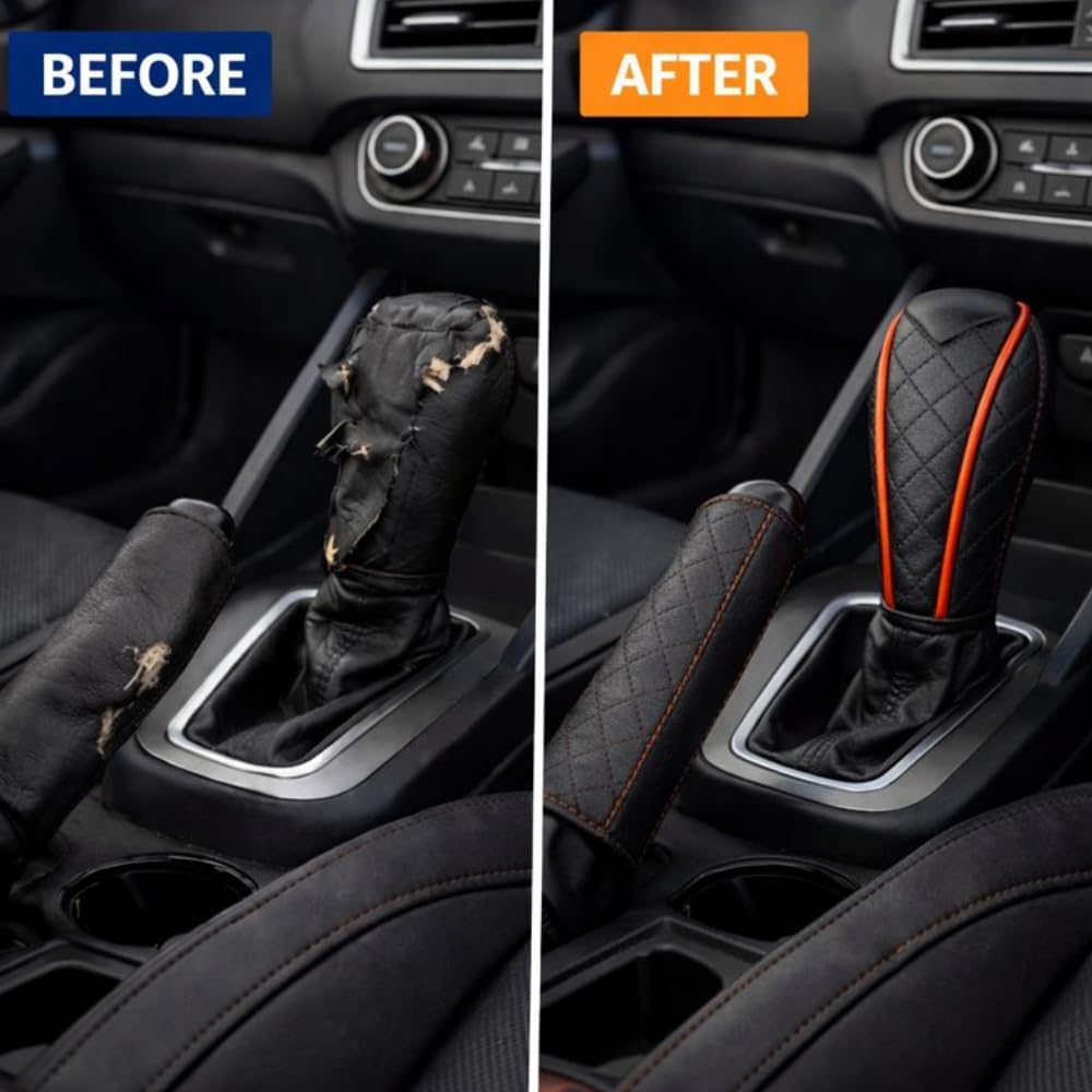 Car Gear Knob Cover & Handbrake Cover Set Universal Fit for Car, Car Interior Accessory