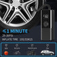 YOURKARTS.COM Tyre inflator Use as Corded & Cordless for Cars & Bikes|150 PSI|4500 MAH Battery|LED Flash Light|Mobile Charger C Port|Digital Display|Multiple Nozzles|Auto Cut|18 Months Warranty