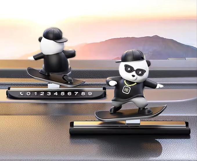 YOURKARTS.COM Car Skateboard Sliding Teddy Ornaments Cute Car Interior Deshboard Decorations for Car, Office, Home