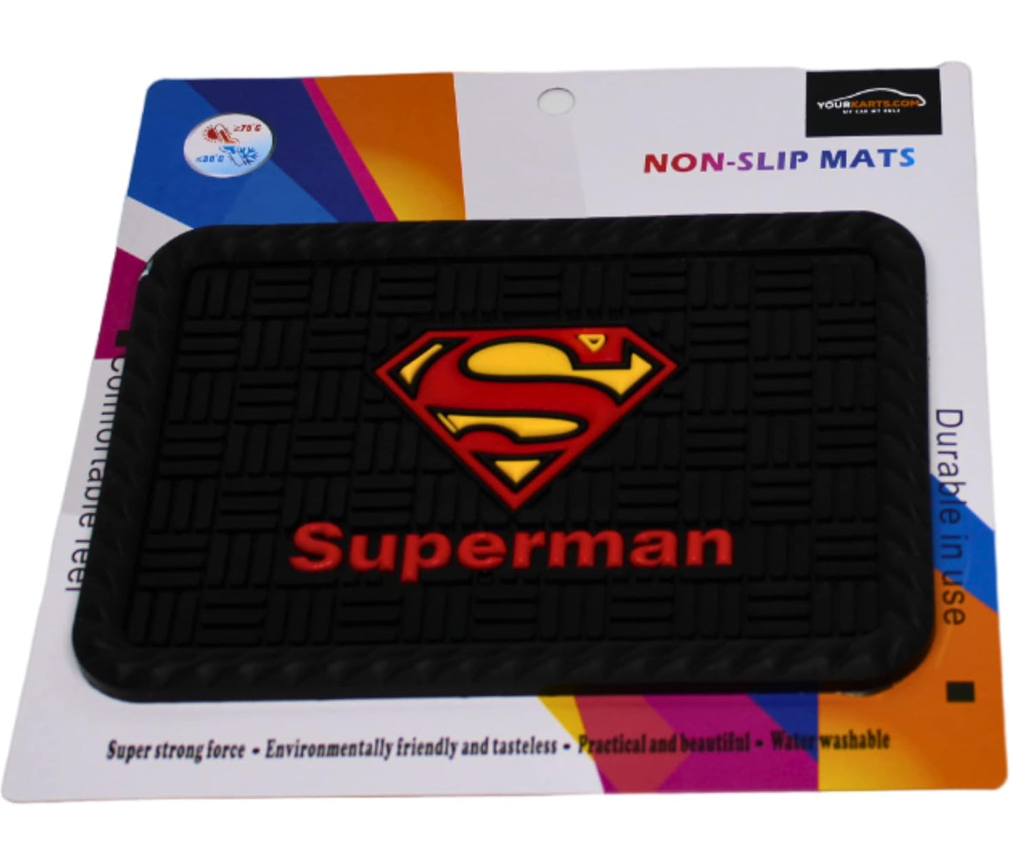 YOURKARTS.COM Secure Grip Non-Slip Car Dashboard Mat – Anti-Skid Pad for Phone, Sunglasses, Keys | Unique Spiritual Decor | car Accessories 2025 (Super Man)