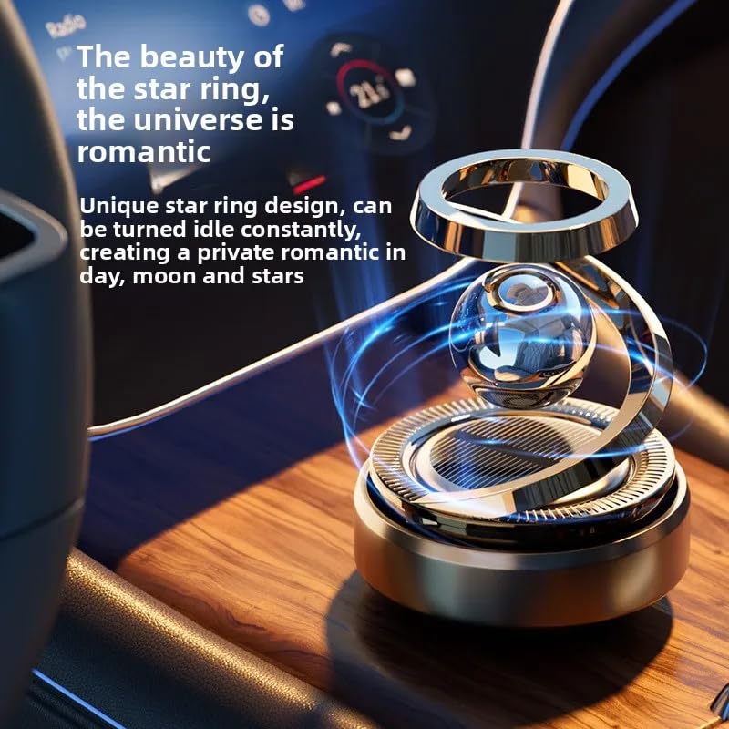 YOURKARTS Car Perfume Diffuser Rotating Solar Air Freshener Double-ring Aromatherapy Diffuser Scent Car Decoration Interior Accessories