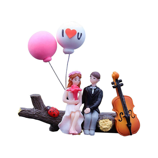 YOURKARTS.COM Decorative Figurine, Couple on Moon and Heart Shaped Bench, 15 cm (Couple on Guitar)