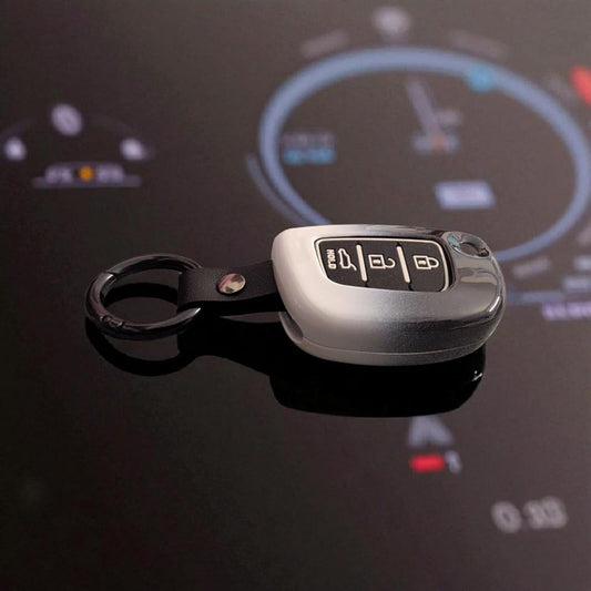 YOURKARTS.COM Car Key Cover Premium Carbon A+ Design – Compatible with Hyundai Grand i10 NIOS, Venue, i20, Aura, Creta 3 Button Smart Key Cover with Keychain Flip Key Shell (Shade)