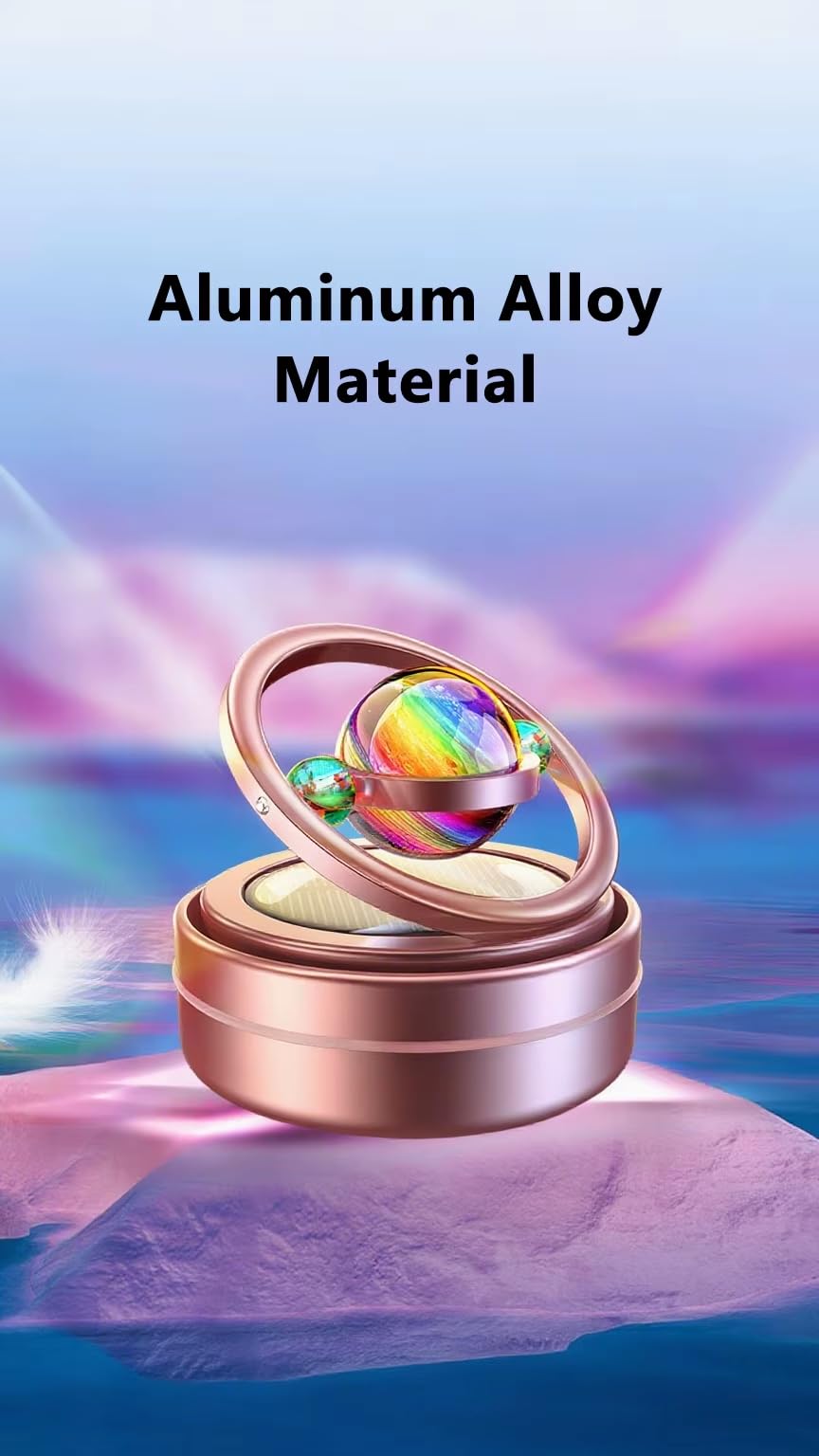 YOURKARTS,COM Car Perfume Diffuser Rotating Solar Air Freshener Double-ring Aromatherapy Diffuser Scent Car Decoration Interior Accessories (Solar Metal 3 Crystal Ring)