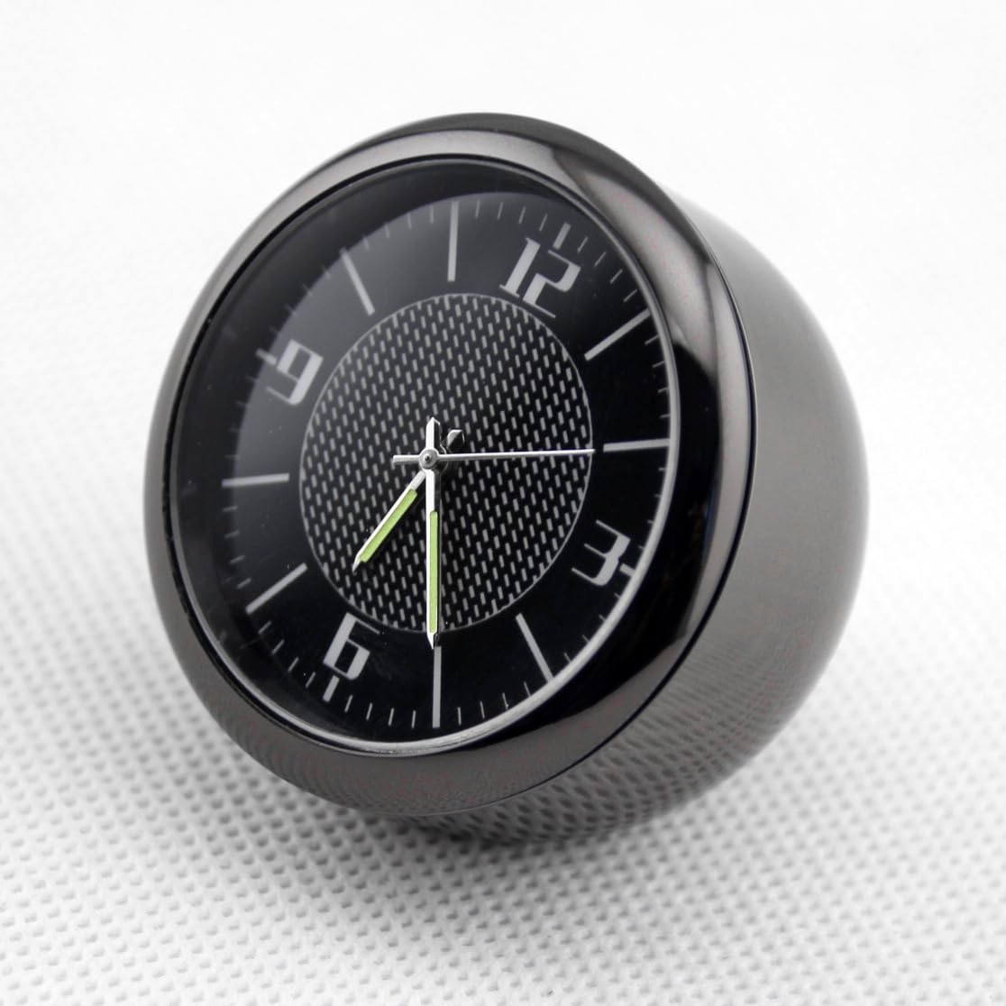 Stainless Steel Universal Car Dashboard Analog Clock, AC Vent Clip & 3M Tape Included