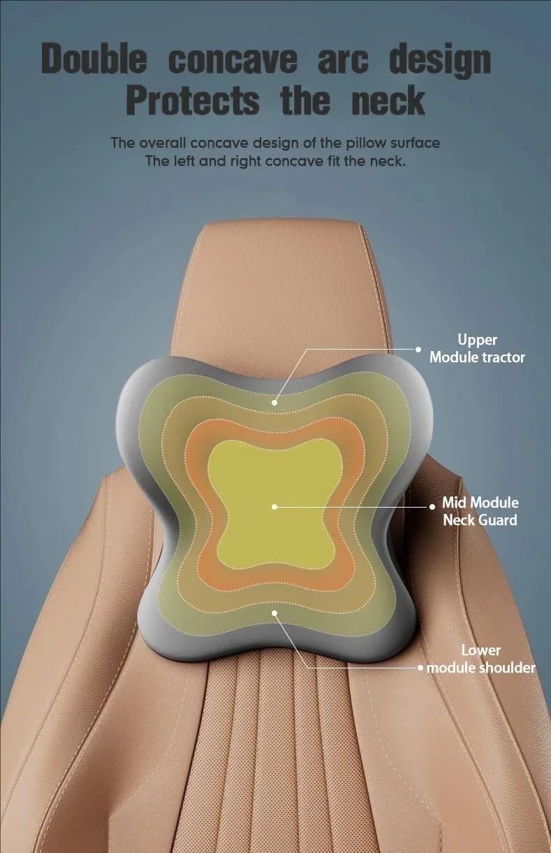 YOURKARTS.COM Memory Foam Car Neck Pillow | Ergonomic Cervical Support Cushion for Car Seat | Headrest Neck Rest for Long Drives | Comfortable Travel Pillow for Pain Relief & Posture Support