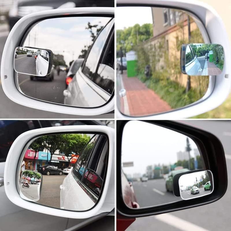 Car Wide Angle Blind Spot Rear Mirror Rectangle Convex Adjustable 360° Rotate (2 Pcs) for All Universal Vehicles