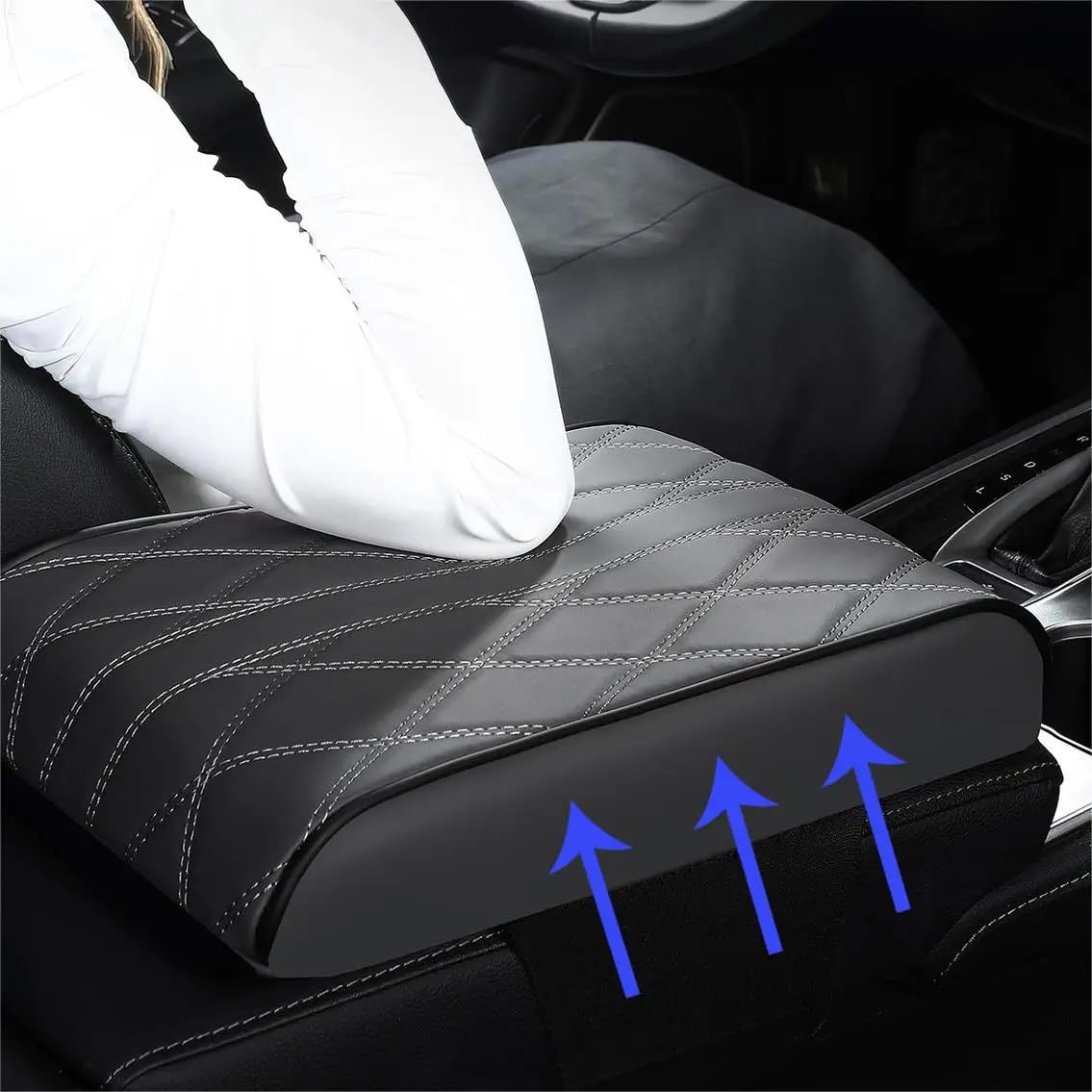 Car Armrest Cushion Pad, Console Cover, Anti-Slip, Universal Fit for Cars