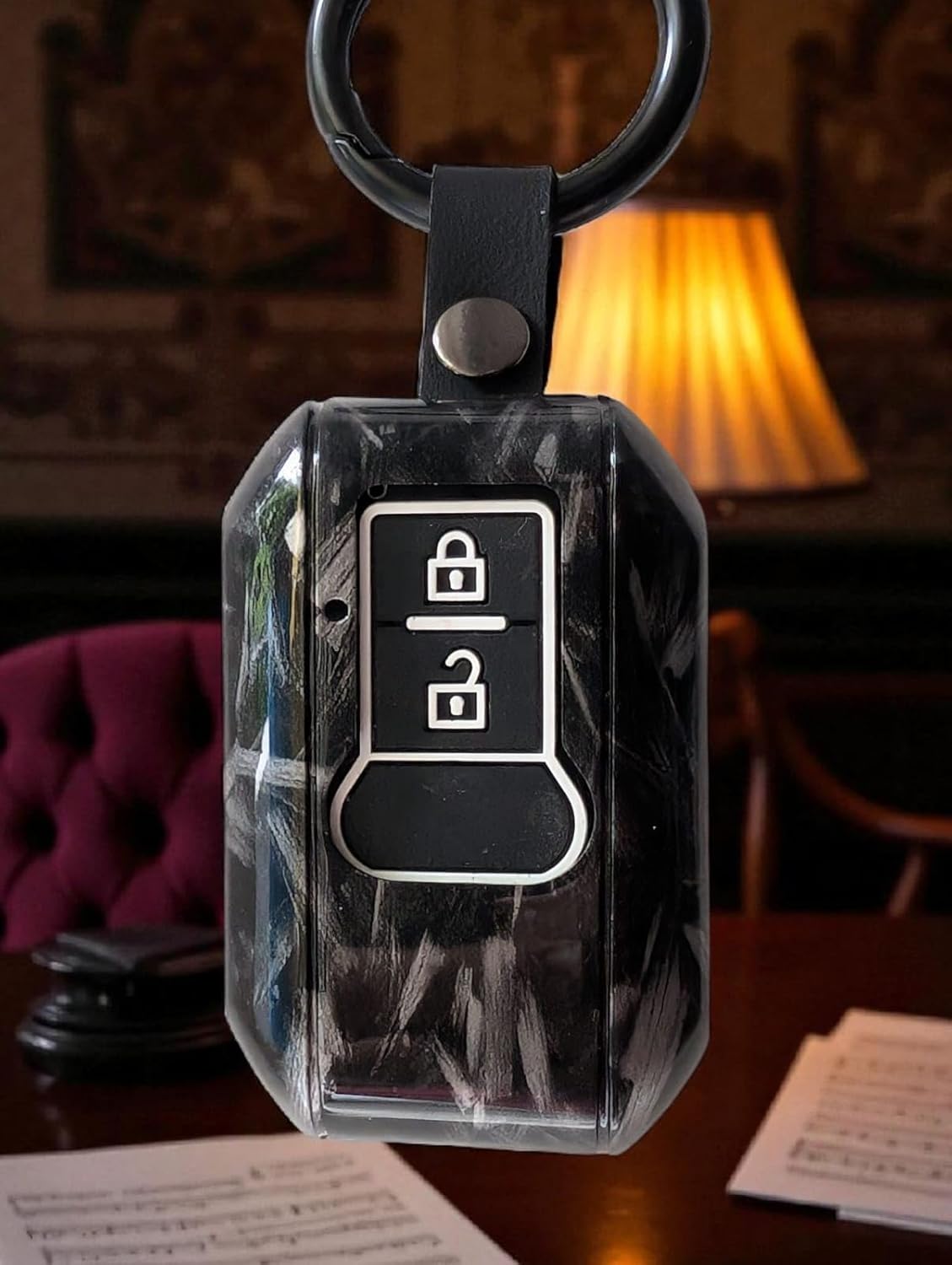 YOURKARTS.COM Car KeyCover ABS Carbon Case Anti-Break Compatible Baleno,Grand Vitara,XL6,Swift,Brezza Celerio Ignis,Ertiga,Dzire,Fronx,Urban Cruiser,Glanza,Hyryder 2 Button Key