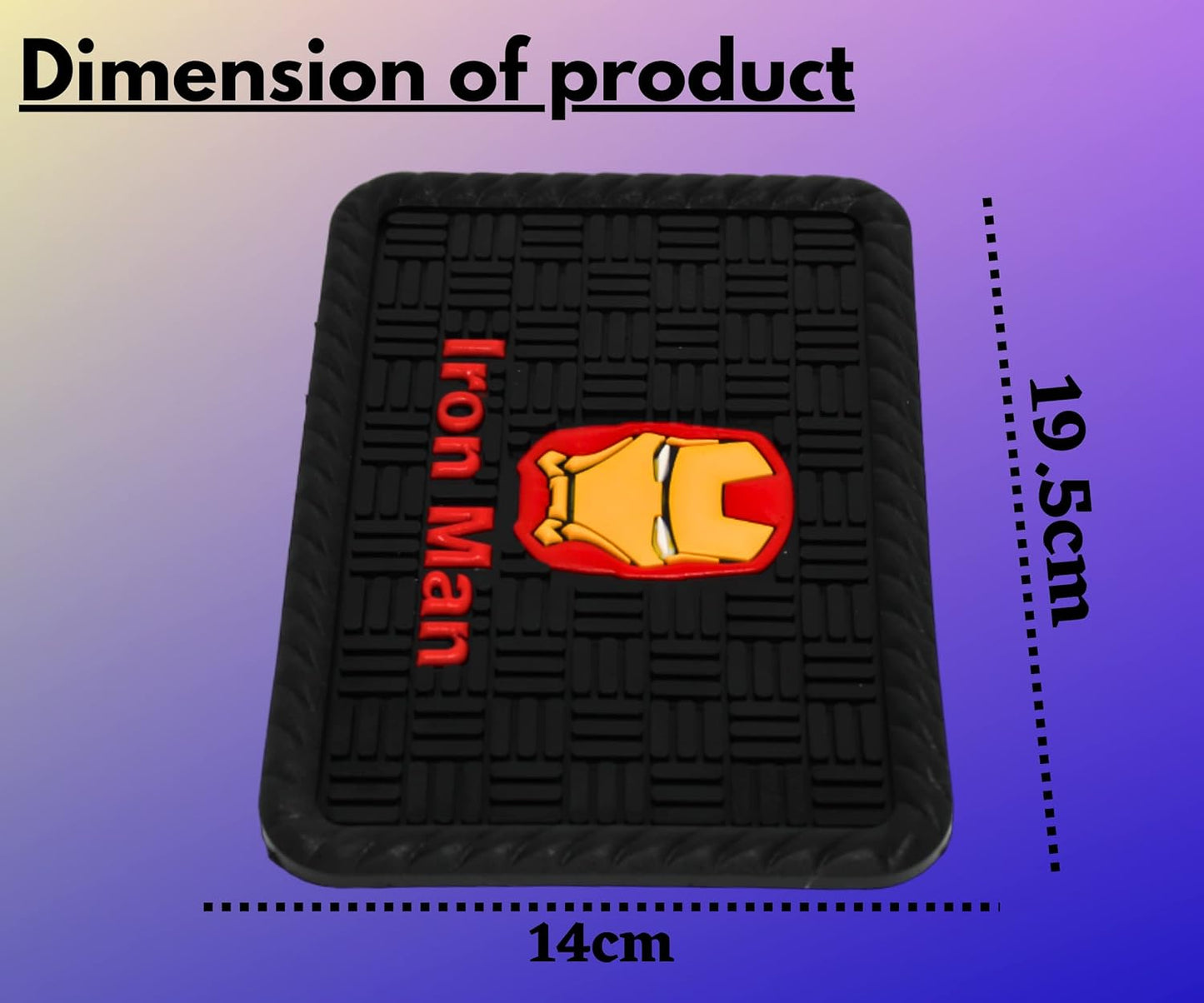 YOURKARTS.COM Secure Grip Non-Slip Car Dashboard Mat – Anti-Skid Pad for Phone, Sunglasses, Keys | Unique Spiritual Decor | car Accessories 2025 (Iron Man)