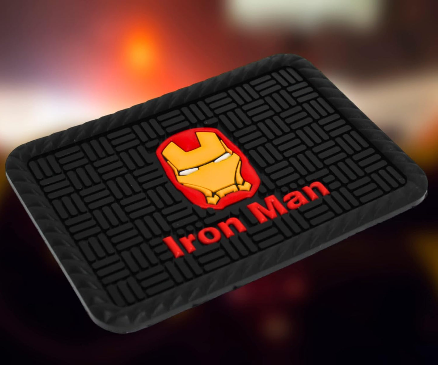 YOURKARTS.COM Secure Grip Non-Slip Car Dashboard Mat – Anti-Skid Pad for Phone, Sunglasses, Keys | Unique Spiritual Decor | car Accessories 2025 (Iron Man)