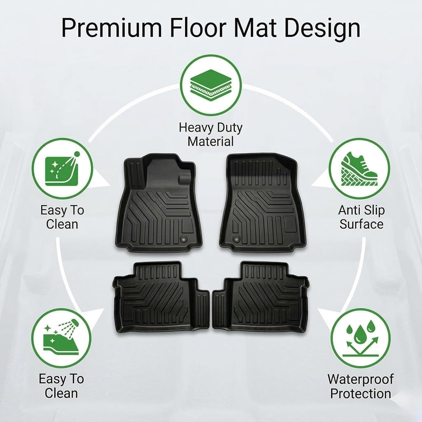 EV Car Floor Mats Compatible with Tata Curvv EV, Waterproof and Washable
