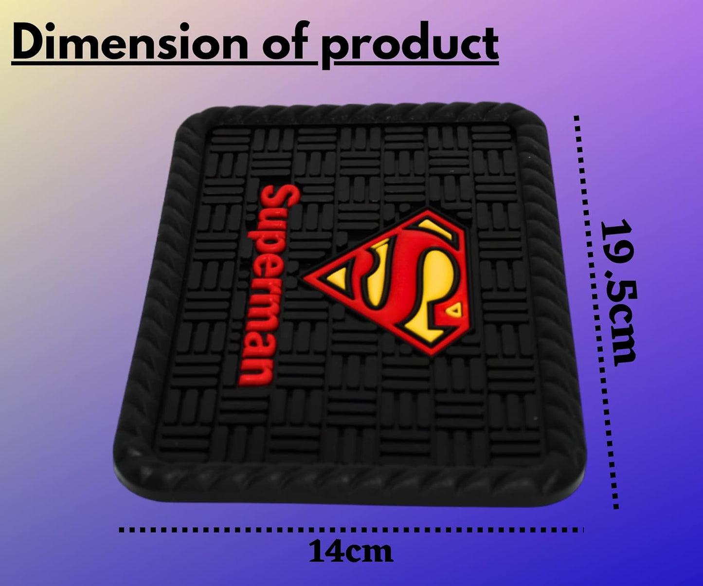 YOURKARTS.COM Secure Grip Non-Slip Car Dashboard Mat – Anti-Skid Pad for Phone, Sunglasses, Keys | Unique Spiritual Decor | car Accessories 2025 (Super Man)