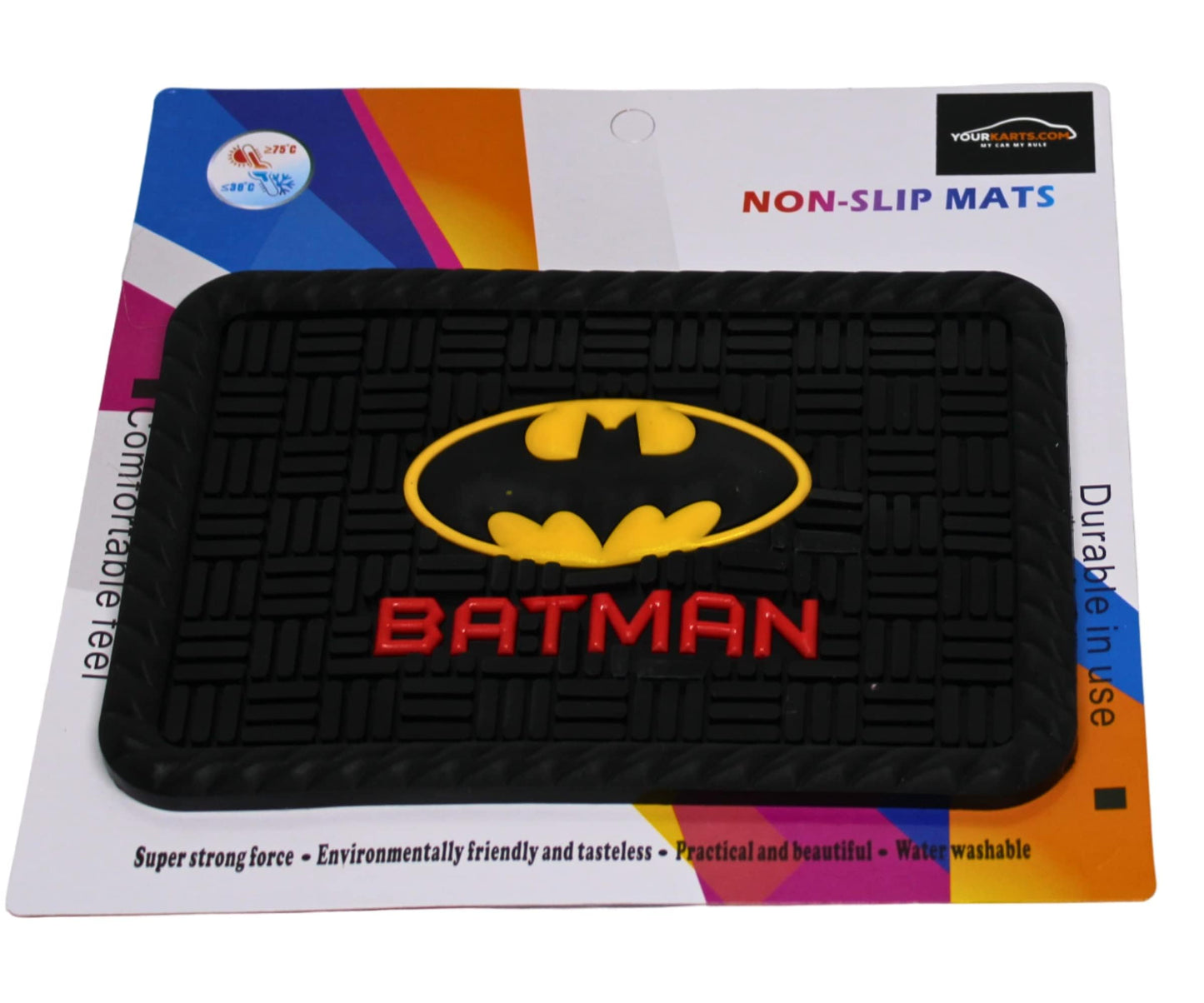 YOURKARTS.COM Secure Grip Non-Slip Car Dashboard Mat – Anti-Skid Pad for Phone, Sunglasses, Keys | Unique Spiritual Decor | car Accessories 2025 (Batman)