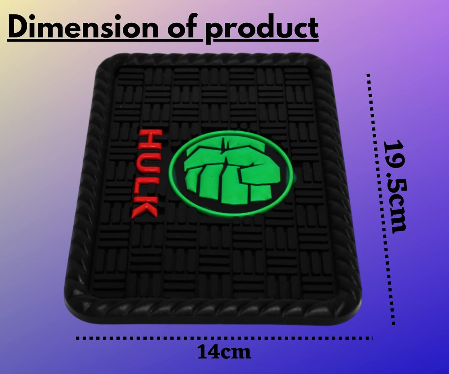 YOURKARTS.COM Secure Grip Non-Slip Car Dashboard Mat – Anti-Skid Pad for Phone, Sunglasses, Keys | Unique Spiritual Decor | car Accessories 2025 (Green Man-HULK)