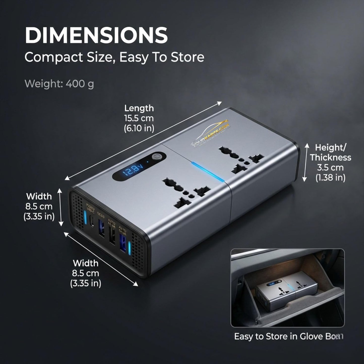 200W Car Power Inverter Laptop Charger with 3 USB & 1 C Type Fast USB Charging Ports