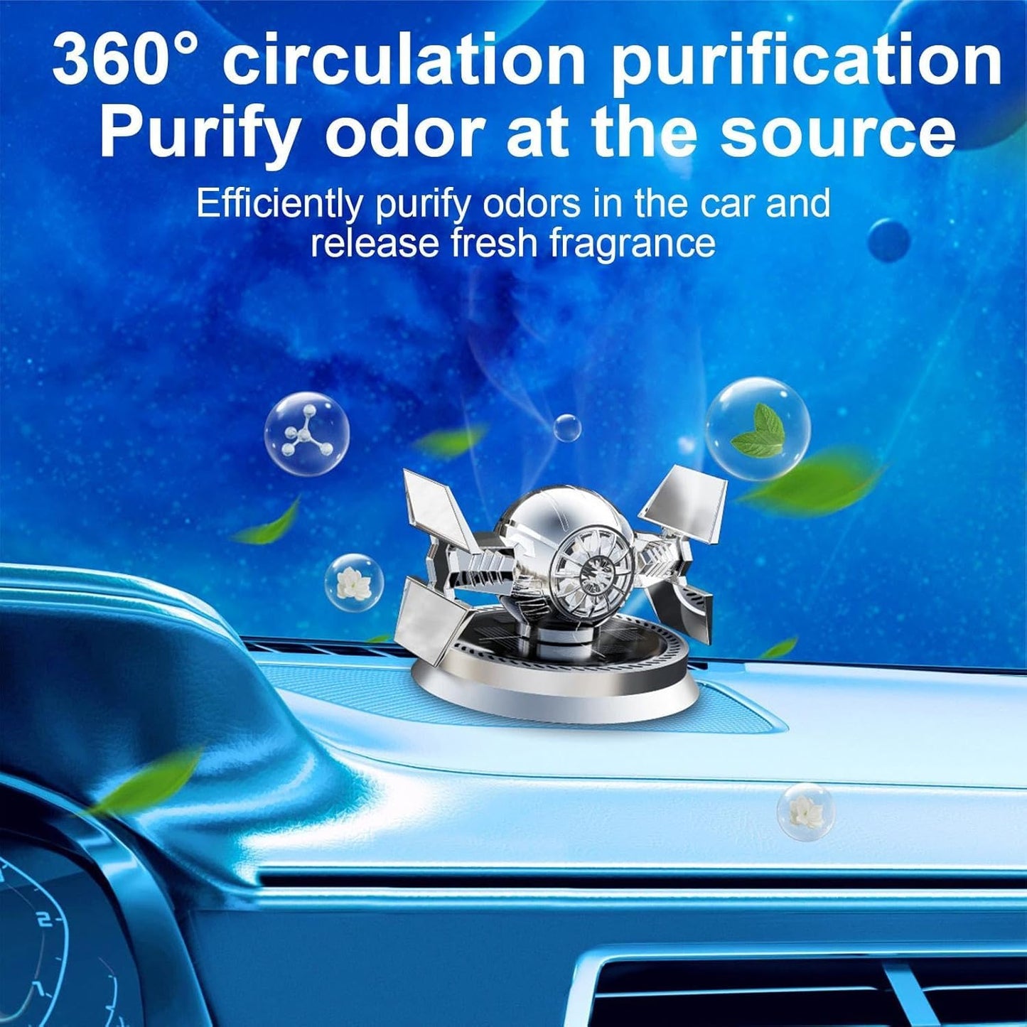 YOURKARTS.COM Car Solar Aroma Therapy | Solar Powered Aromatherapy with Mecha Design Air Freshener Accessories | 360° Fragrance Diffusion Rotation for Car, Home, Living Room