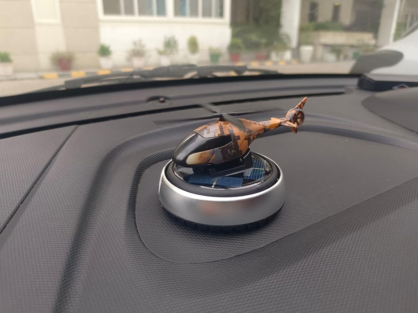 YOURKARTS.COM Helicopter-Shaped Car Air Freshener (Silver) – Solar Powered Essential Oil Diffuser for Car Interiors, Office Table & Home Use car Accessories 2025
