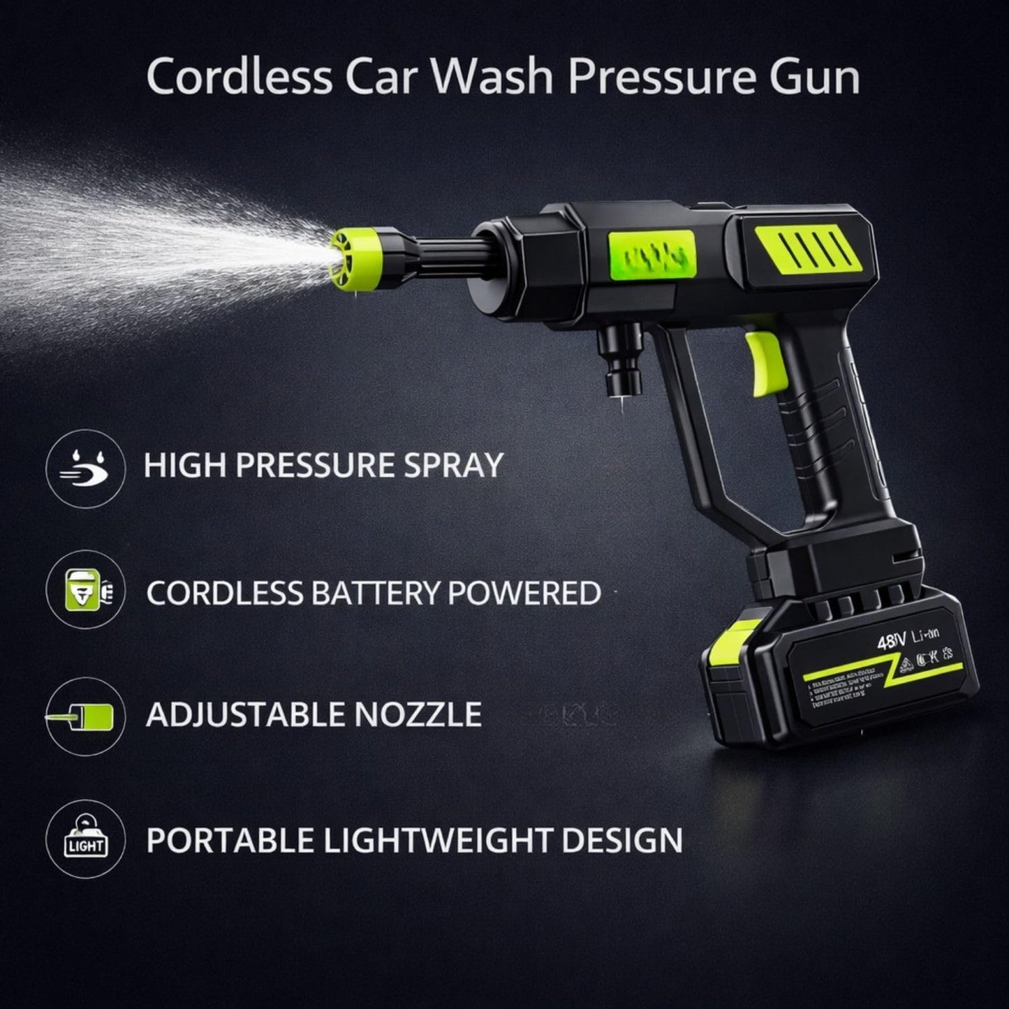 6 in 1 Cordless High Pressure Car Washer Gun 30 Bar for Car & Bike Cleaning