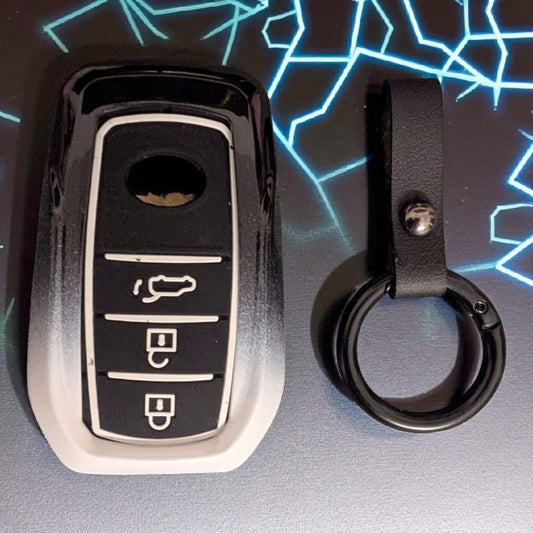 YOURKARTS.COM Car Key Cover ABS Carbon Case Anti-Break Key Shell Compatible for Toyota Fortuner | Hilux | Innova Crysta | Fortuner Legender | Innova HyCross | Land Cruiser Smart Key (Shade)