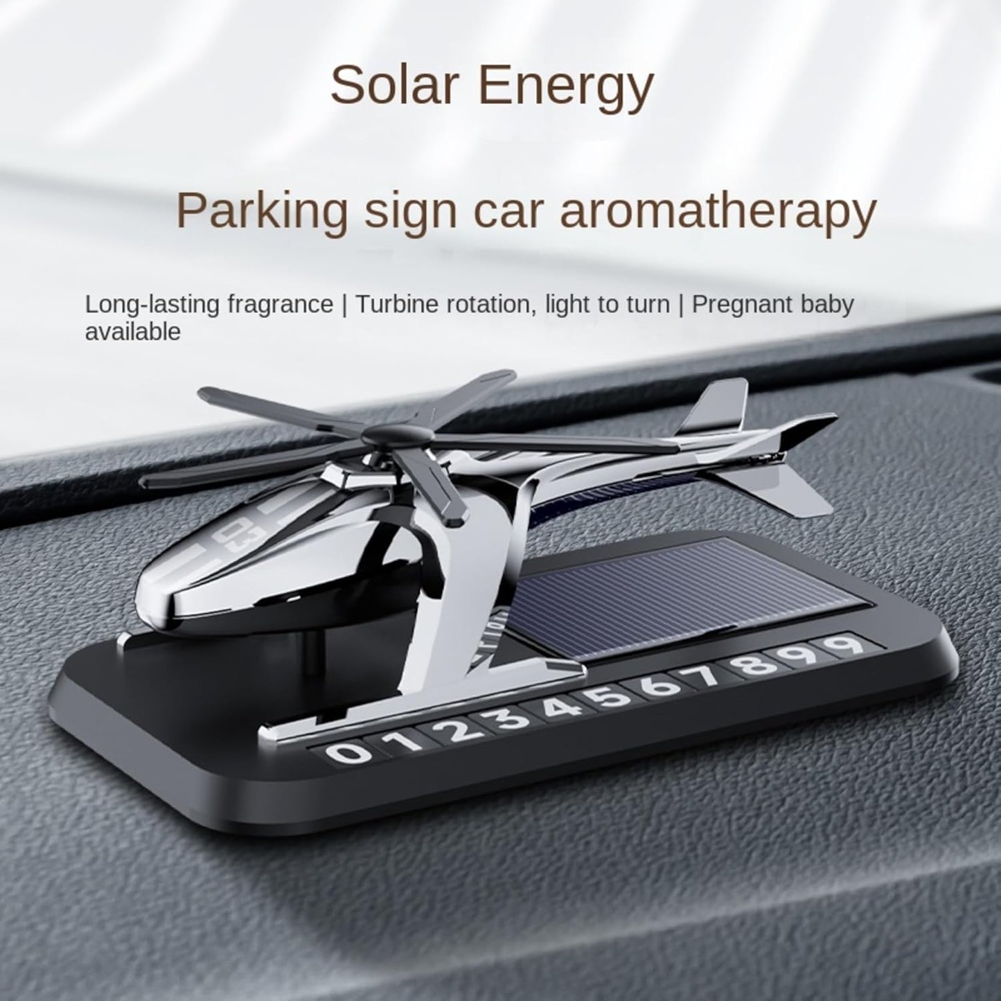 YOURKARTS.COM Solar Car Perfume Diffuser – Aircraft Design Metal Body with Rotating Wing, Solar-Powered Aromatherapy & Car Decoration – Long-Lasting Car Fragrance | car accessories 2025 (Silver)