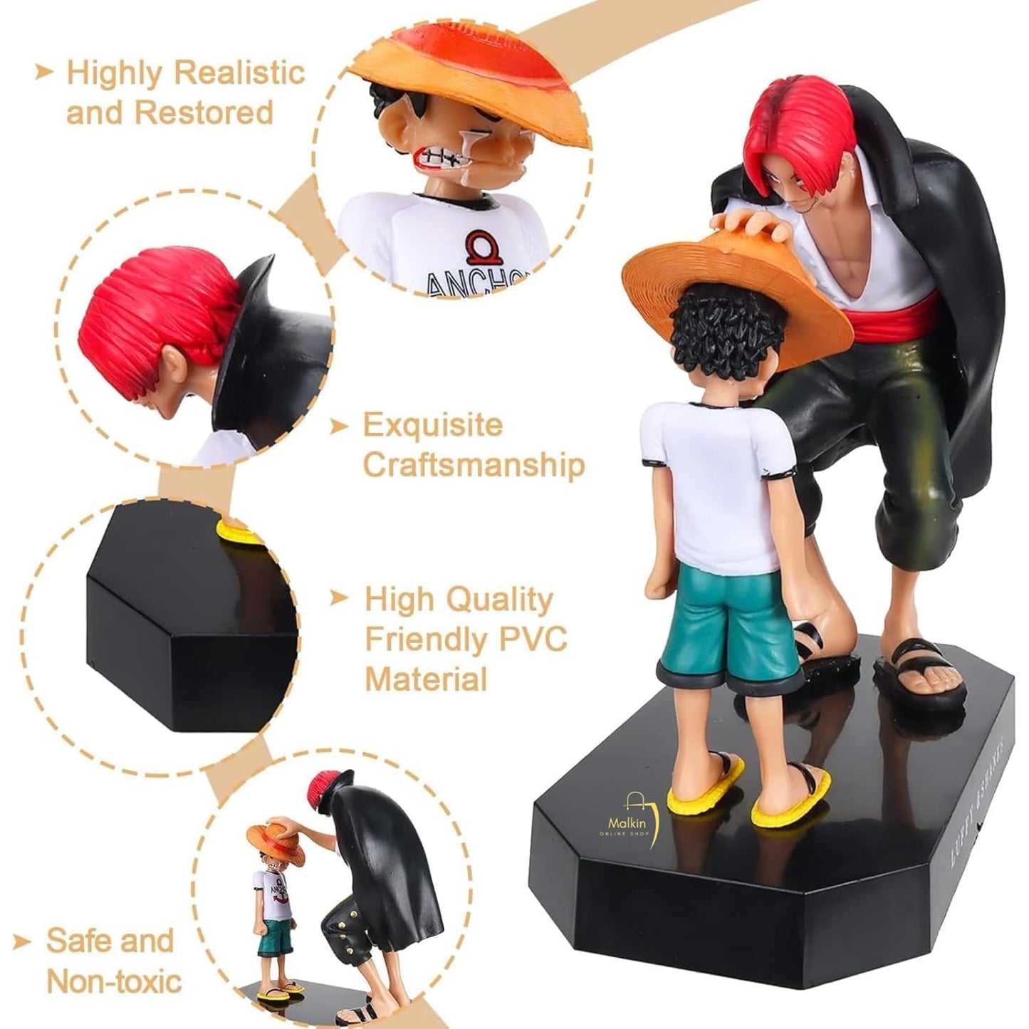 Anime Pirate Duo Figurine – Collectible Scene Statue with Black Base | 3D Model | 18CM | PVC High Detail | Home & Office Display
