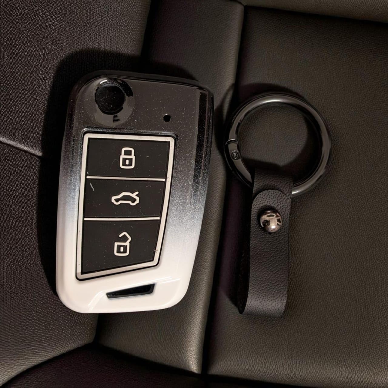 YOURKARTS.COM Car Key Cover Premium Carbon Pro Design – Hard Case Anti-Break Key Shell Compatible with VW Car Keys | Sporty Look Smart Key Protector | car Accessories 2025 (Shade)