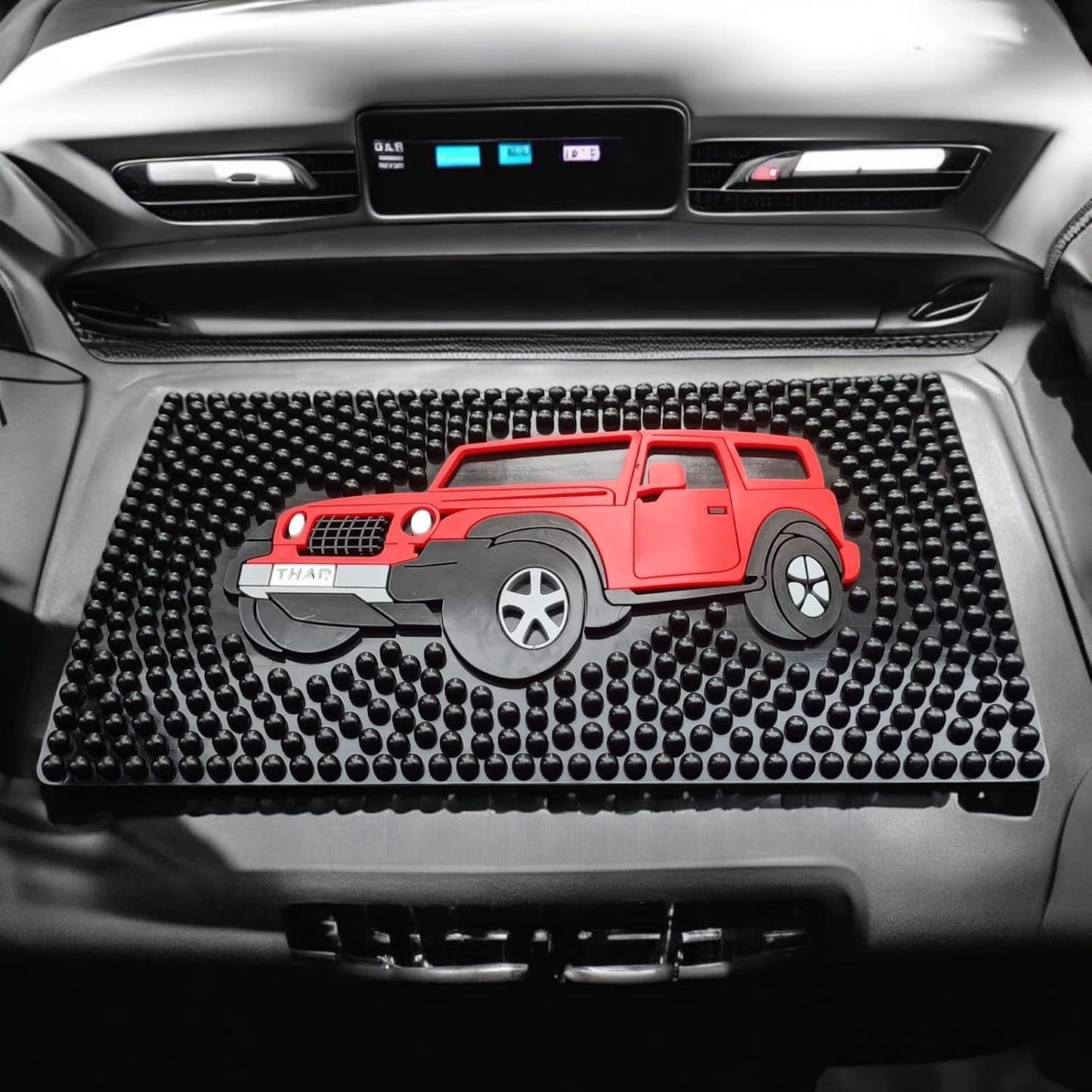 YOURKARTS.C0M Anti-Slip Car Dashboard Pad with Mobile Holder – Non-Slip Dashboard Mat with Anti-Skid Grip Mount for All Smartphones | Off-Road Thar Theme | car Accessories 2025