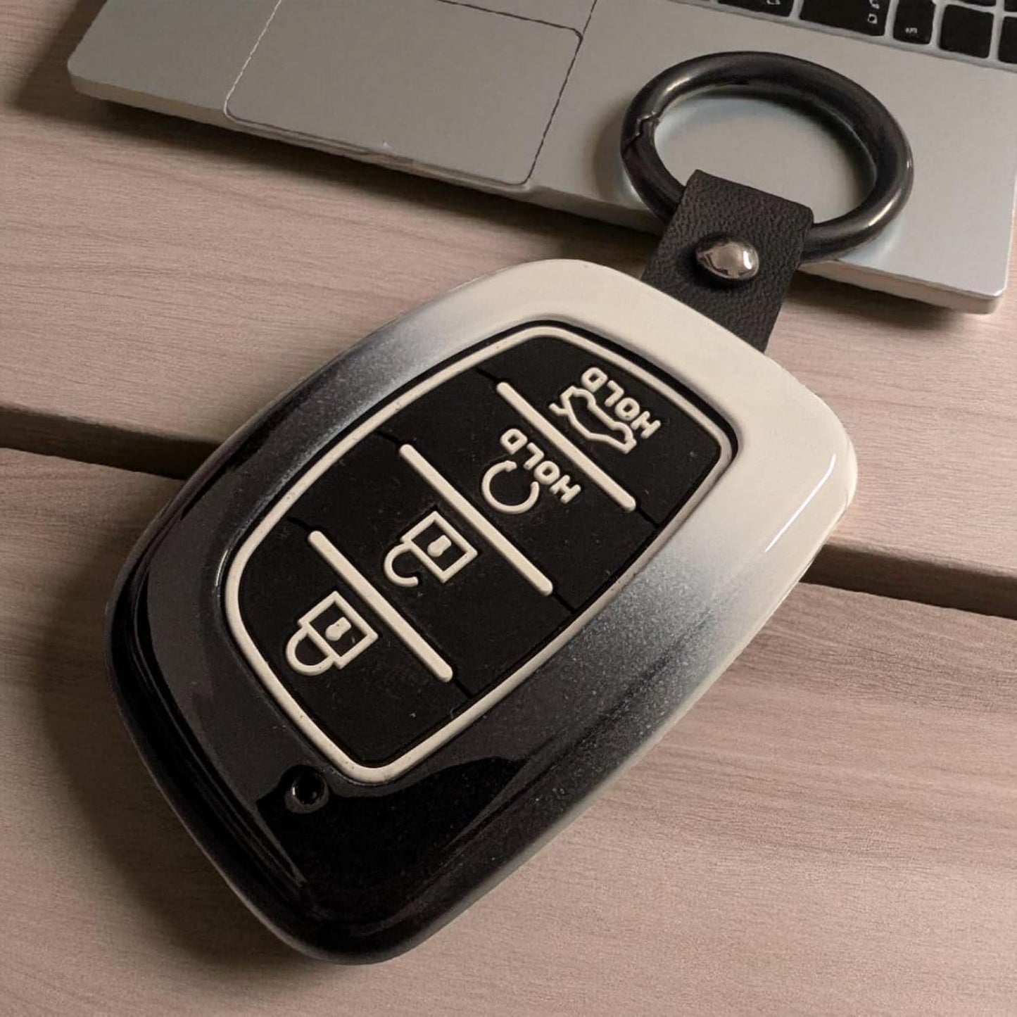 YOURKARTS.COM Car Key Cover Premium Carbon A+ Design Compatible With Hyundai Creta 2024,Creta ev, Alcazar Luxury Waterproof Key Shell & Full Protection 4 Button (Shade)