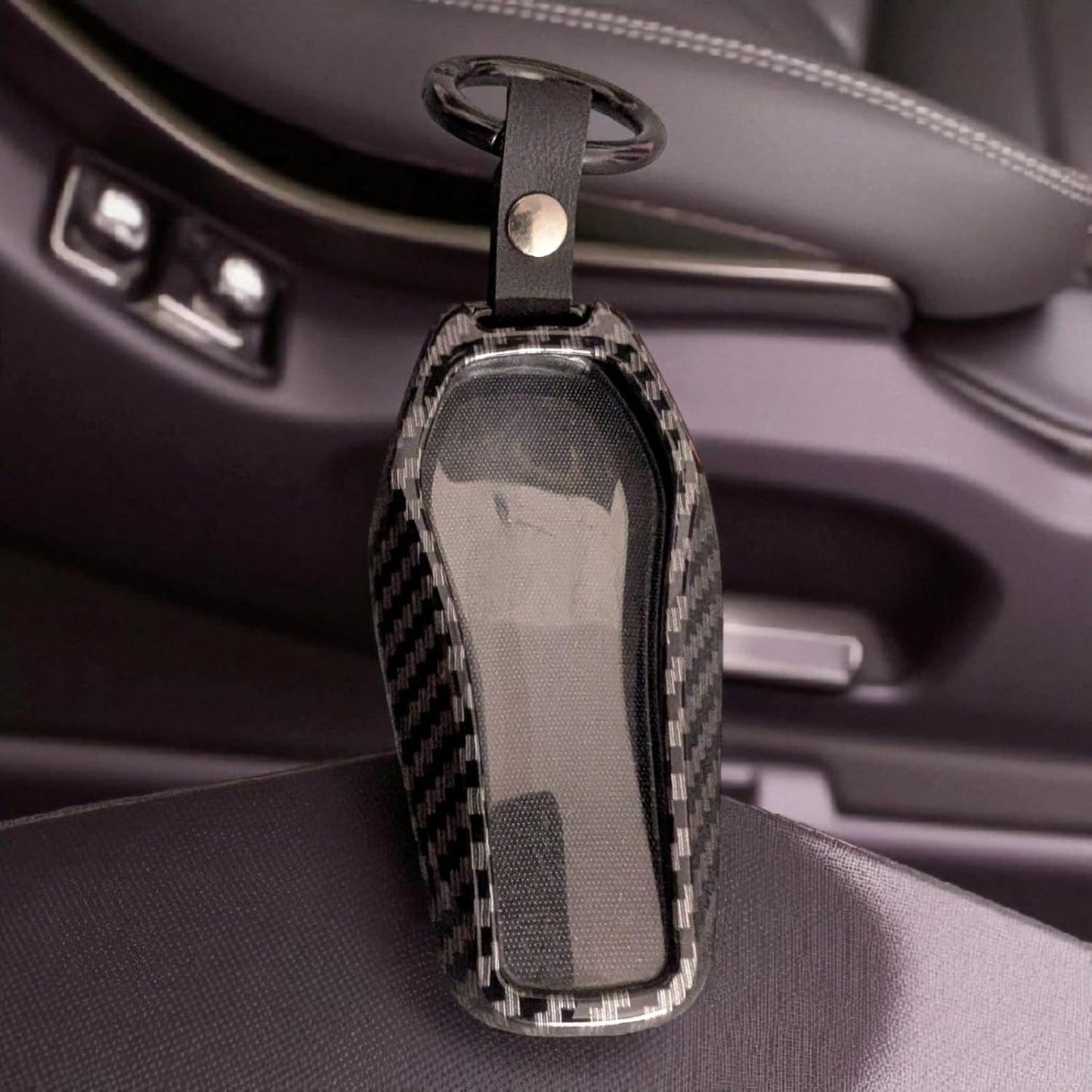 YOURKARTS.COM Car Key Cover Premium Carbon Pro Design – Hard Case Anti-Break Key Shell Compatible with Byd Car Keys | Sporty Look Smart Key Protector | car Accessories 2025 (Carbon strip)