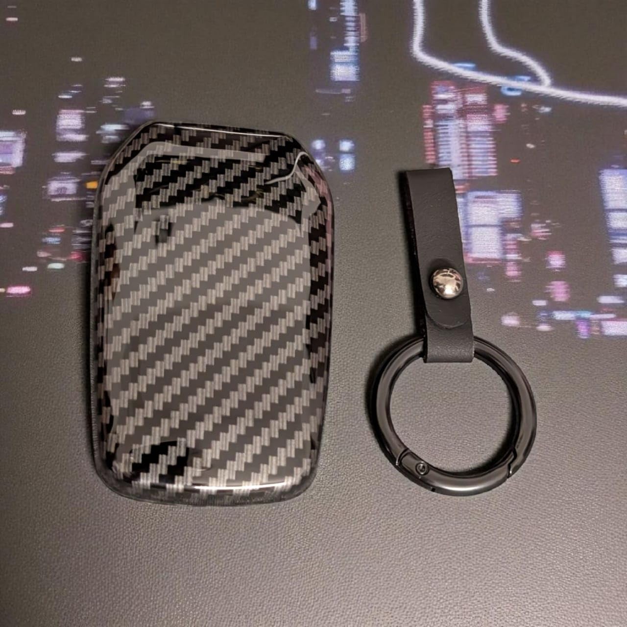 YOURKARTS.COM Car Key Cover ABS Carbon Case Anti-Break Key Shell Compatible for Toyota Fortuner | Hilux | Innova Crysta | Fortuner Legender | Innova HyCross | Land Cruiser Smart Key (Carbon Strip)