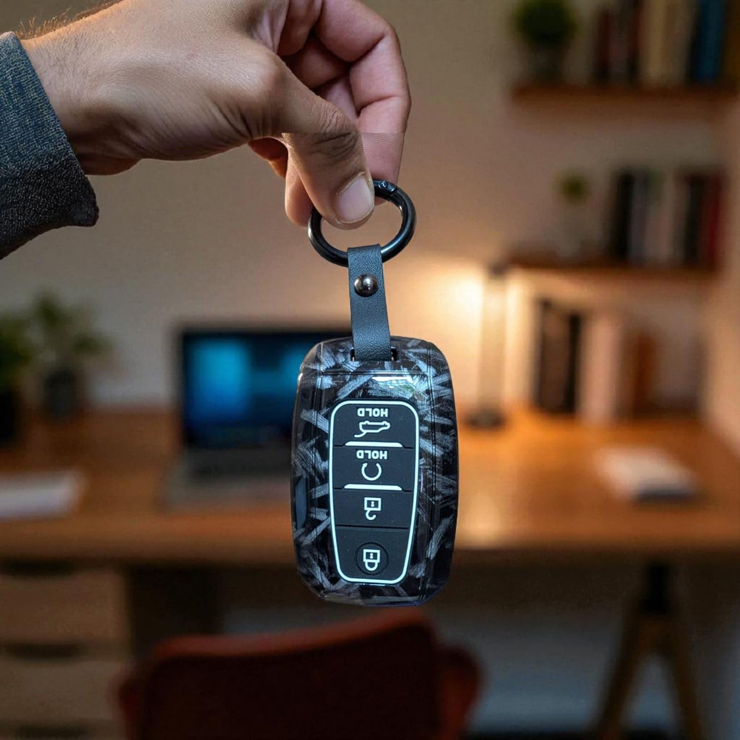 YOURKARTS.COM Car Key Cover Premium Design – Compatible with Kia Car Keys for Kia Seltos, Carens, Sonet - 4 Button Smart Key