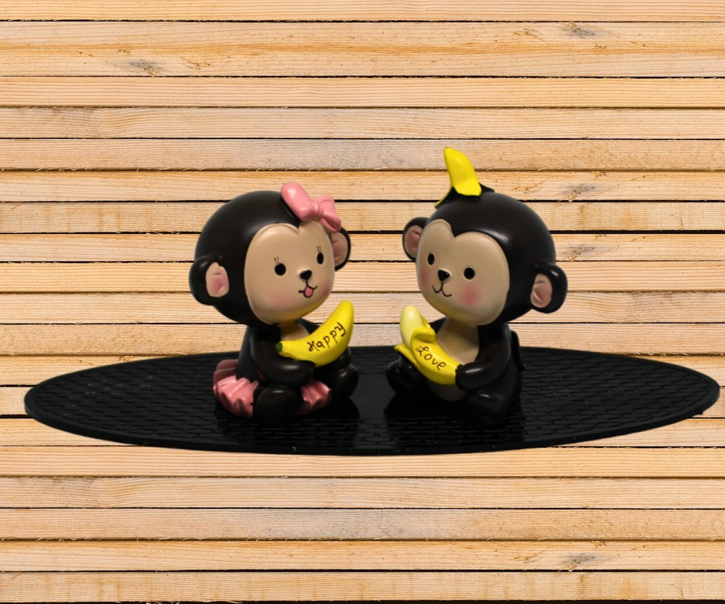 YOURKARTS Cute Couple Universal Anti-Slip Car Dashboard Pad - Multi-Color Sticky Rubber Pad with Superior Grip Technology (Monkey Couple)