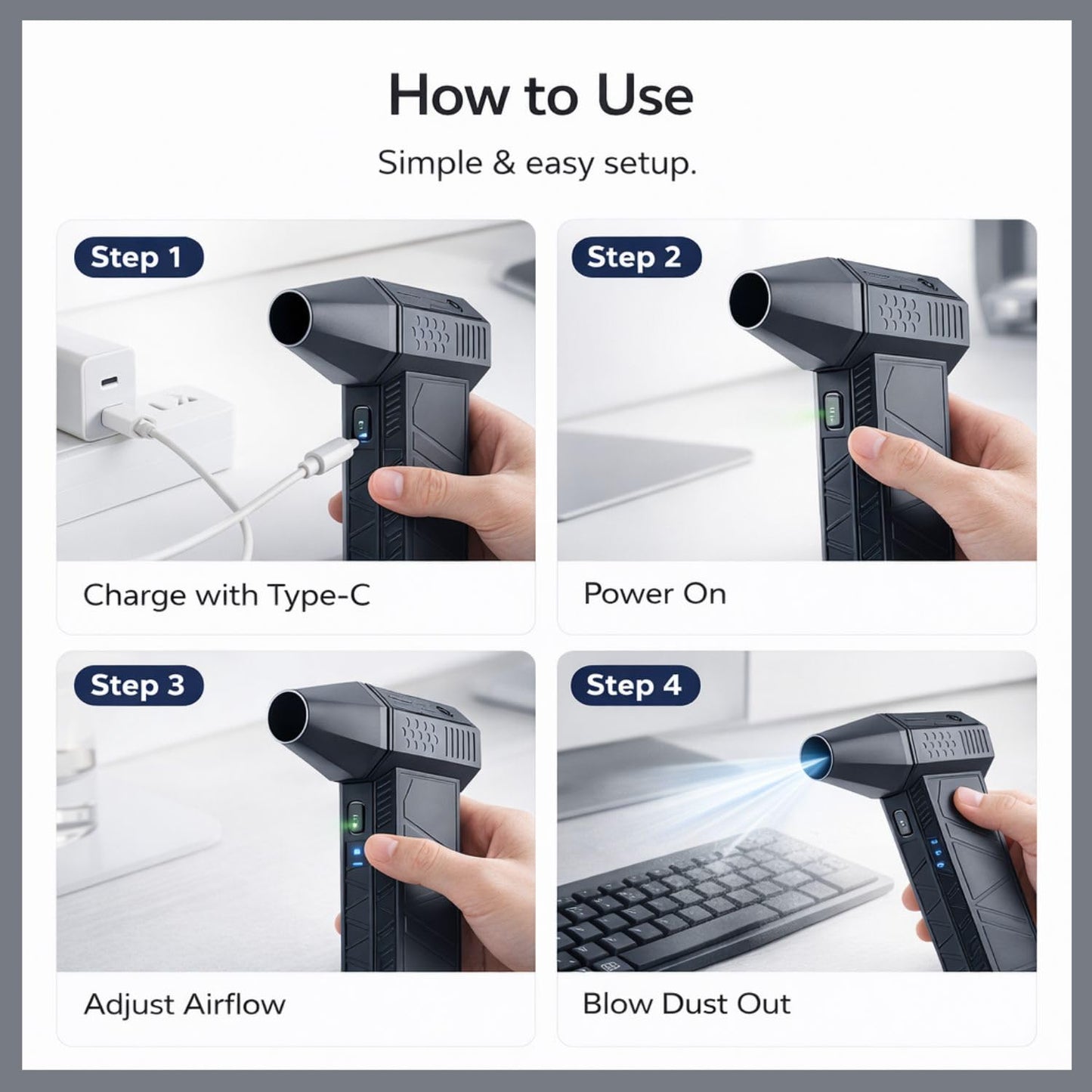 Mini Blower Turbo Fan 13000RPM Powerful Air Duster  Portable Rechargeable Jet Fan